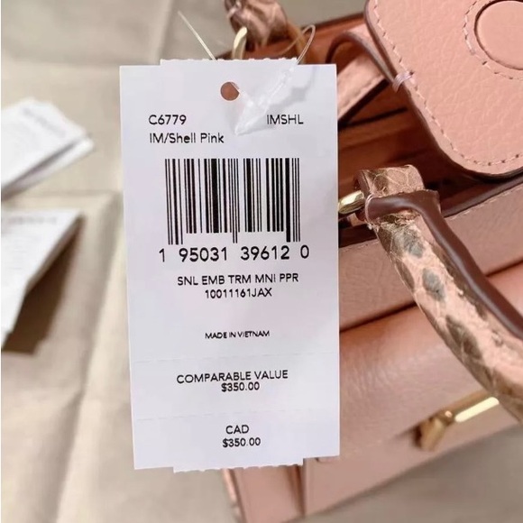 NWOT Coach C6779 Mini Pepper Crossbody Pebble and Embossed Leather Shell Pink - Picture 6 of 11